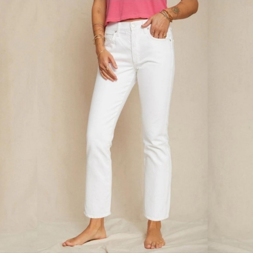 AMO White Tomboy Cropped Pant Jeans Minimalist